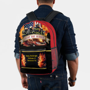 Mochila Impresa Héroes cotidianos Bomberos Guardando autos en llam
