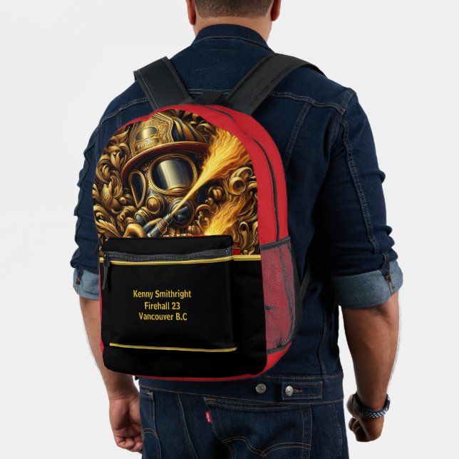 Mochila Impresa Héroes de todos los días, bomberos de oro Valor (Insitu (Modelo))