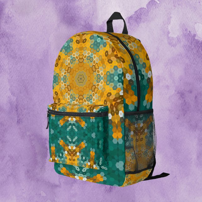 Mochila Impresa Hex Mandala azul y amarillo (Subido por el creador)