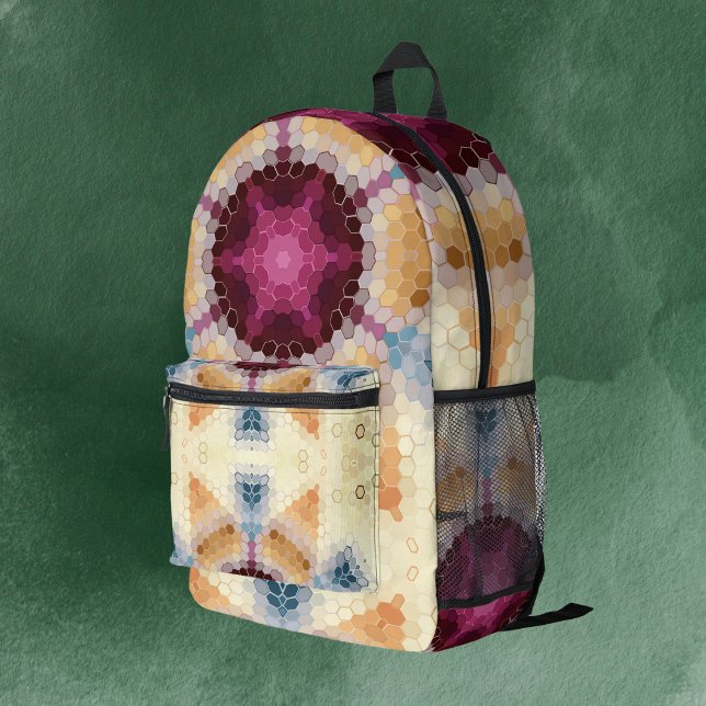 Mochila Impresa Hex Mandala Naranja rosa y azul (Subido por el creador)