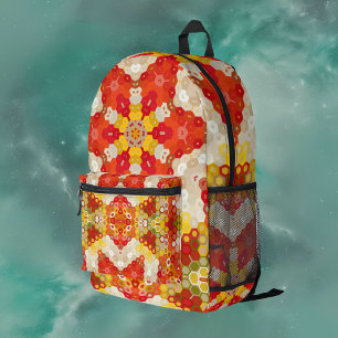 Mochila Impresa Hex Mandala rojo y amarillo