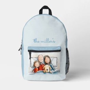 Mochila Impresa Hija Padre Madre y el Cachorro