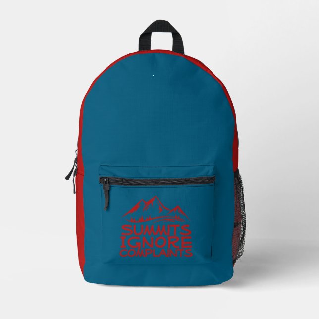 Mochila Impresa Hiker camping humor blue red (Anverso)