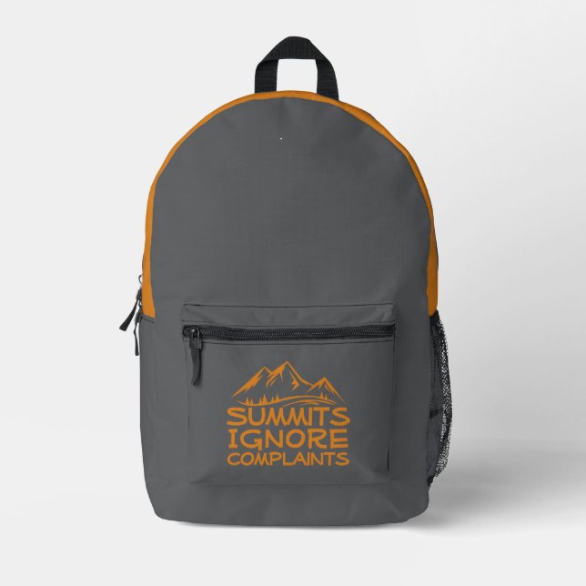 Mochila Impresa Hiker camping humor gray orange (Anverso)