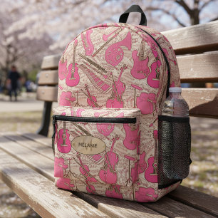 Mochila Impresa Hoja de música e instrumentos Pink/Ivory ID481