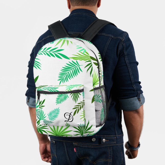 Mochila Impresa hoja tropical de verano hojas de palma patrón verd (Insitu (Modelo))