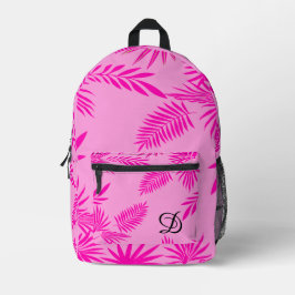 Mochila Impresa hoja tropical hojas de palma de verano color rosa