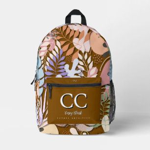 Mochila impresa : Hojas abstractas (marrón)