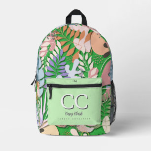 Mochila impresa : Hojas abstractas (verde)