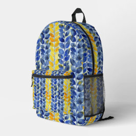Mochila Impresa Hojas amarillas y azules