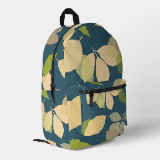 Mochila Impresa Hojas de Otoño Modernas con Fondo Azul Turquesa
