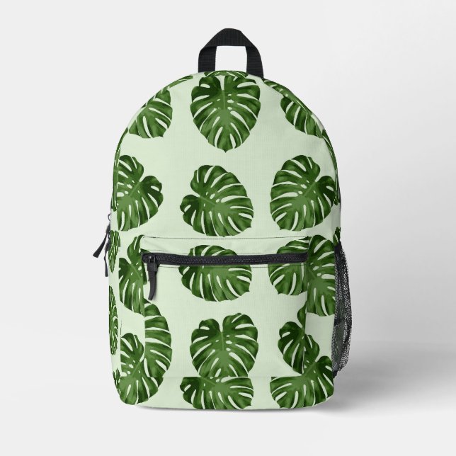 Mochila Impresa Hojas de palma, hojas verdes, patrón tropical (Anverso)