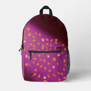Mochila Impresa Hojas otoñales y Rosas con bengala rosa