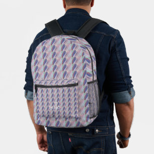 Mochila Impresa Holográfico Cute Rayado Femenino