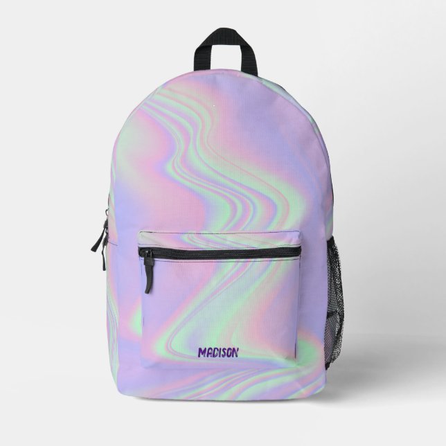 Mochila Impresa Holograma púrpura de moda Abstract Opal Custom Nam (Anverso)