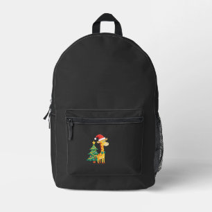 Mochila Impresa Hombre de Jengibre Jirafa Sombrero de Santa Árbol 