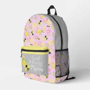 Mochila Impresa Honey Bee Rosa