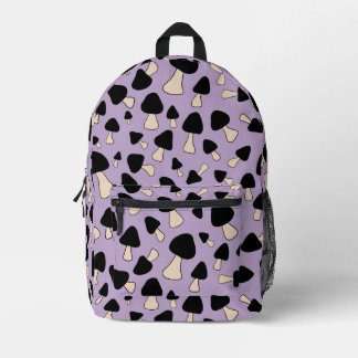 Mochila Impresa Hongos negros en morado suave