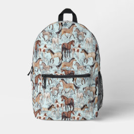 Mochila Impresa Horse Print Pretty Aqua Floral  Girl's