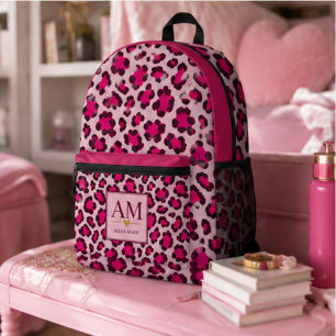 Mochila Impresa Hot Pink Leopard Print Blush Glam Animal Print