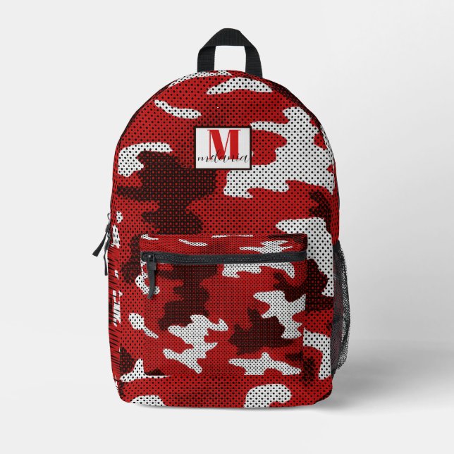 Mochila Impresa Houston Red Cougar Camo Pattern Design (Anverso)