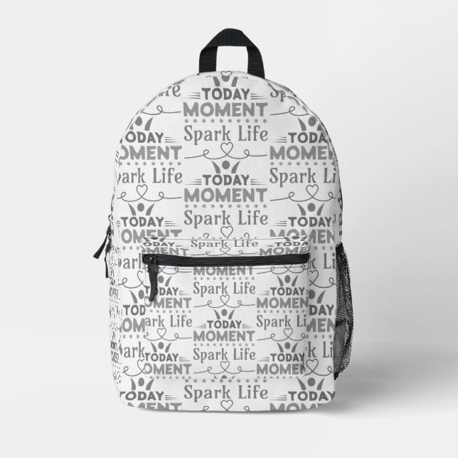 Mochila Impresa Hoy, momento, vida de chispa (Anverso)