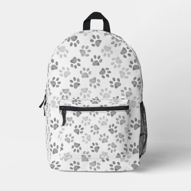 Mochila Impresa Huellas de garrapatas de doodle gris (Anverso)