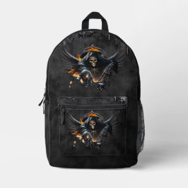 Mochila Impresa Huesos y magia, esqueleto con dados místicos.