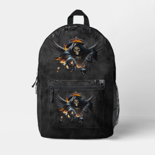 Mochila Impresa Huesos y magia, esqueleto con dados místicos.