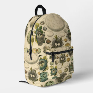 Mochila Impresa Huevos de pintura de arte de nido de ave de ave vi