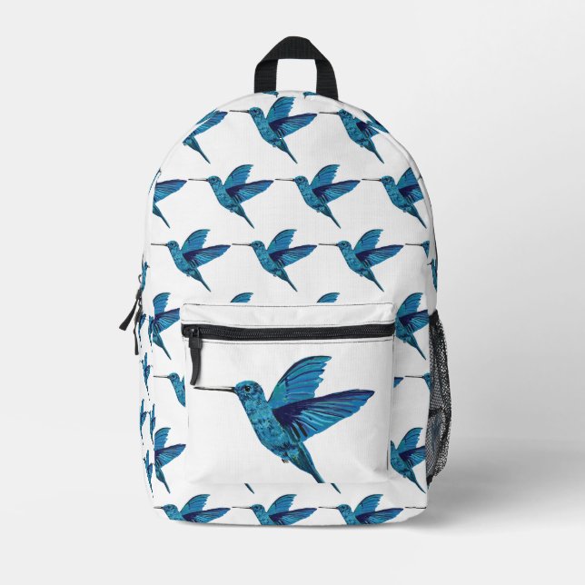 Mochila Impresa Humminbirds azul (Anverso)