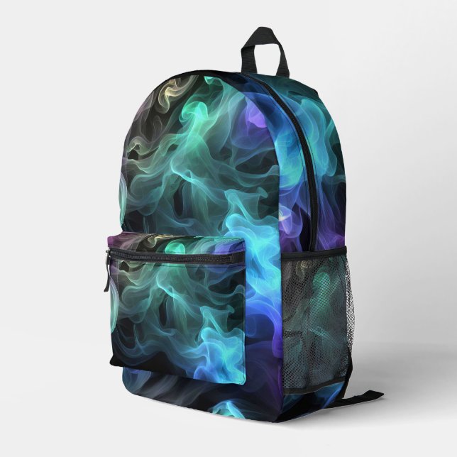 Mochila Impresa Humo iridiscente en negro (Esquina derecha trasera )