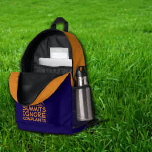 Mochila Impresa Humor de campamento de excursionista azul naranja