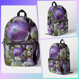 Mochila Impresa Hydrangea Botánica Floral Fotográfica Púrpura