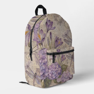 Mochila Impresa Hydrangeas Lilas Shabby Chic