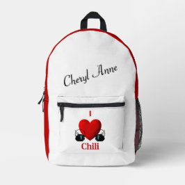Mochila Impresa I Heart Chili Nombre personal
