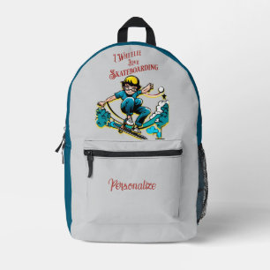Mochila Impresa I Wheelie Love Skateboarding Cita Boy Personalizad