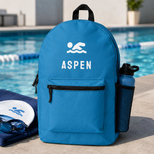 Mochila Impresa Icono De Natación Motif Azul Mínimo