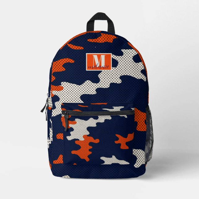 Mochila Impresa Illinois Urbana Orange Blue Tribal Camo  (Anverso)