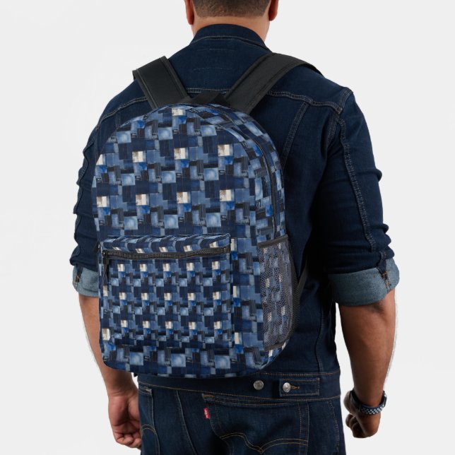 Mochila Impresa Ilustracion de arte de mosaico Denim Fabric No1 (Insitu (Modelo))