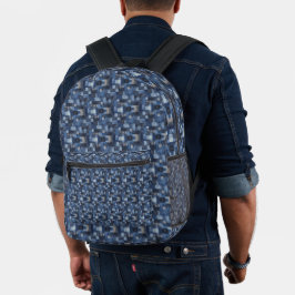 Mochila Impresa Ilustracion de arte de mosaico Denim Fabric No3