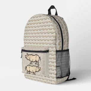 Mochila Impresa Ilustracion de época de cerda de cerdo