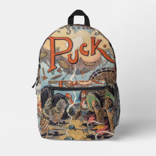 Mochila Impresa Ilustracion de la época del Puck de Acción de Grac