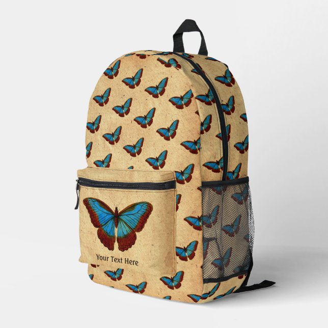 Mochila Impresa Ilustracion de mariposa de época (Esquina derecha trasera )