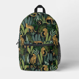 Mochila Impresa Ilustración de selva de leopardo Bosque sin fisura