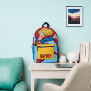 Mochila Impresa Ilustración de Supergirl volando hacia arriba