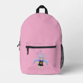 Mochila Impresa Ilustración Dibujada a Mano de Niña Feliz – Pequeñ
