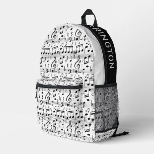 Mochila Impresa Ilustracion musical de nombre personalizado