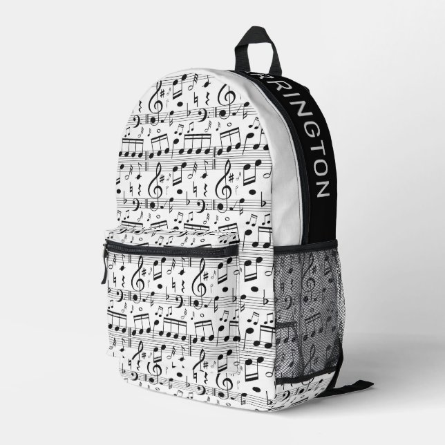 Mochila Impresa Ilustracion musical de nombre personalizado (Esquina derecha trasera )