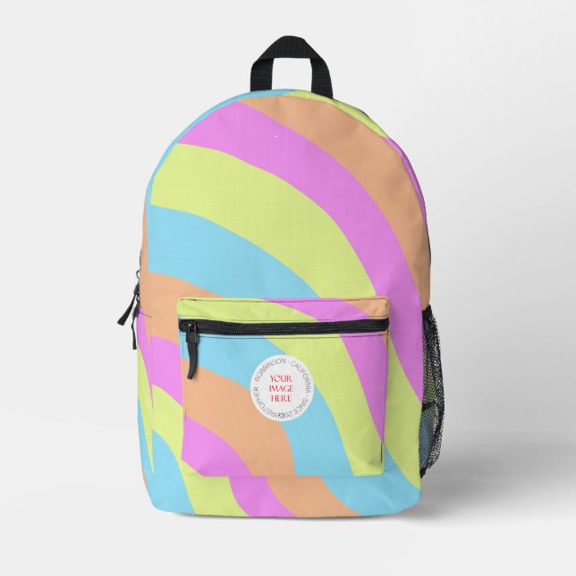 Mochila Impresa Imagen personalizada de las olas de arcoiris (Anverso)